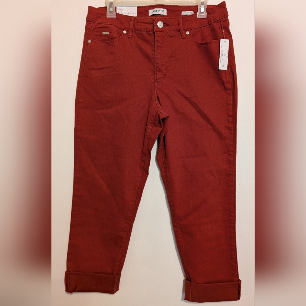 Nine West Gramercy Crop Jeans Women's 10 Red New Nwt